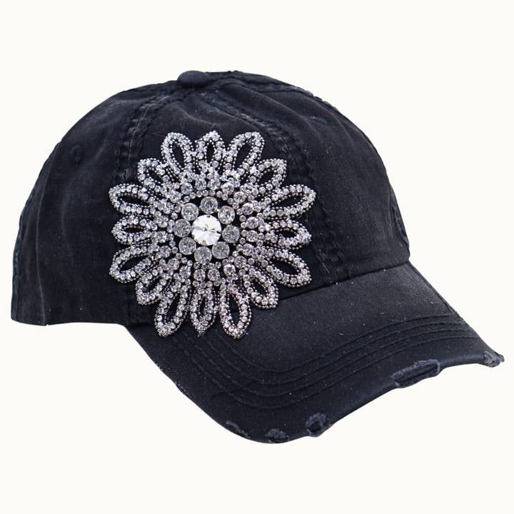 Olive & Pique - Wholesale Baseball Cap - Women's - Sunflower Bejeweled Glitz Cap, Adjustable0