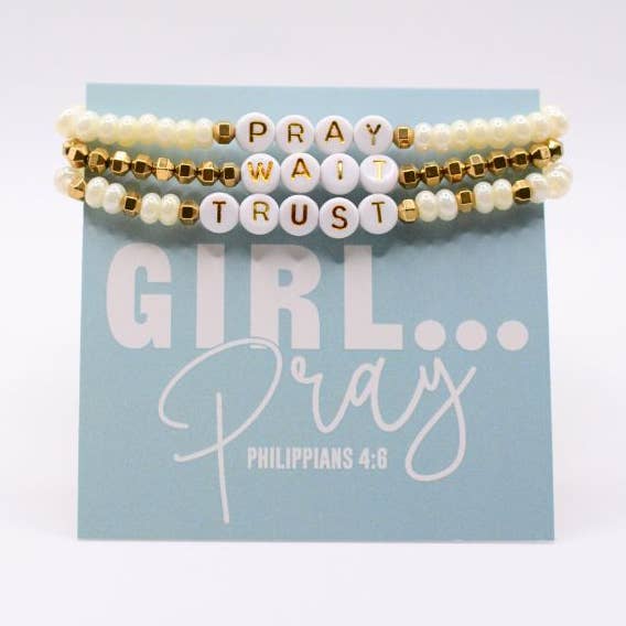 Two and Crew - Faith Based Jewelry & Gifts - Wholesale Beaded Bracelet - Pray Wait Trust Bracelet – Christian Scripture, Faith quote0