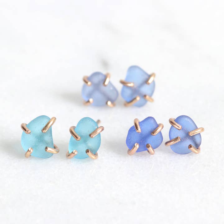 Esme - Wholesale Stud/Post Earrings - Sea Glass Stud Earrings1