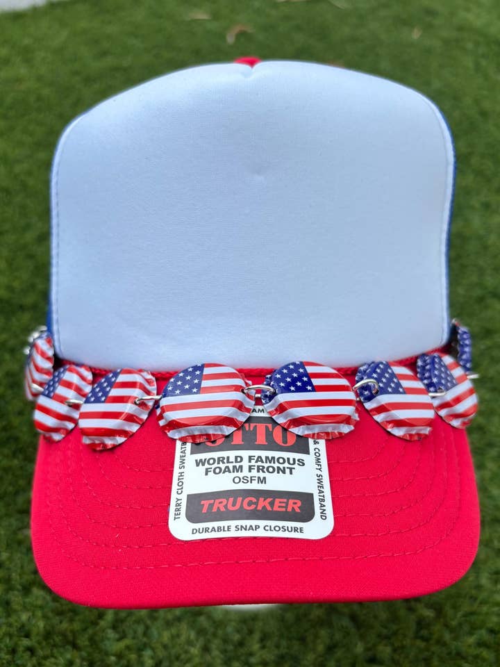 Catena con cappello a cilindro con bandiera americana alla moda per la vendita all'ingrosso da parte di Eric Hill Designs, LLC