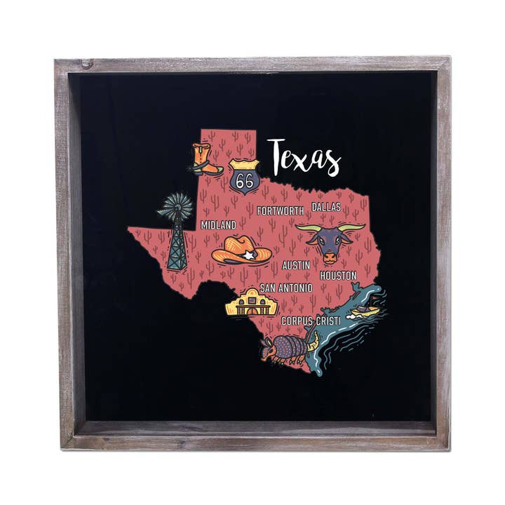 Torched Products - Wholesale Sign - State Map Design Shadow Box - Gray40