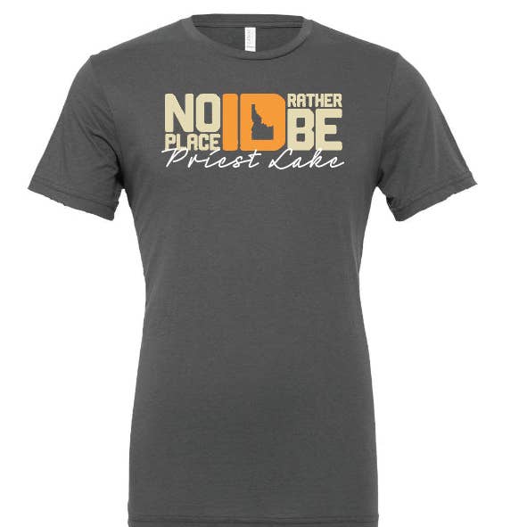 No Place ID Rather Be Priest Lake Gray Tee for wholesale by IdaWholesale