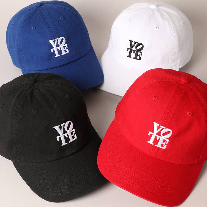 Vote Typography Design Embroidered Baseball Cap for wholesale by Fashion City