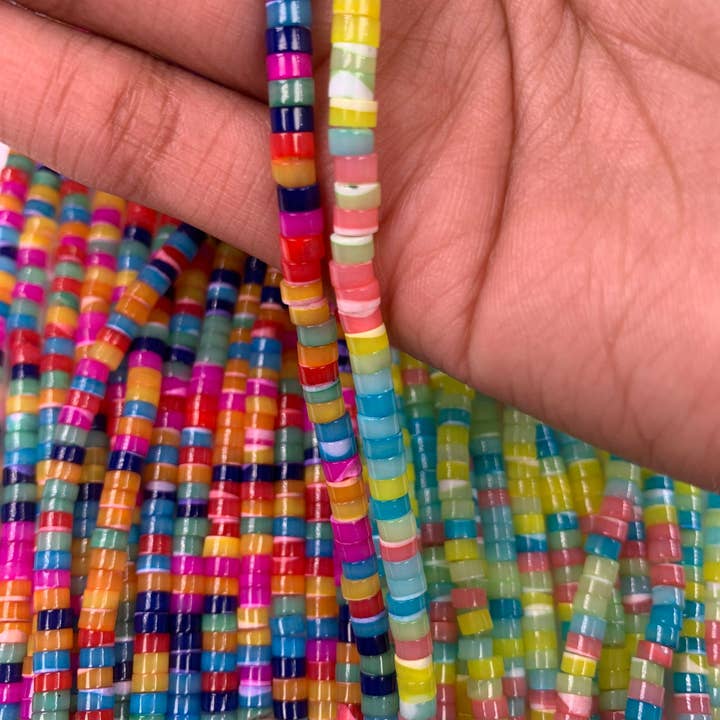 The Bead Bazaar - Wholesale Beads - Colorful Disc Rondelle Beads, 4mm Candy Shell Pearl Accent Beads, Bright Rondelle, Bulk Pastel Beads For Jewelry Making, Pony Beads, Spacer Beads1