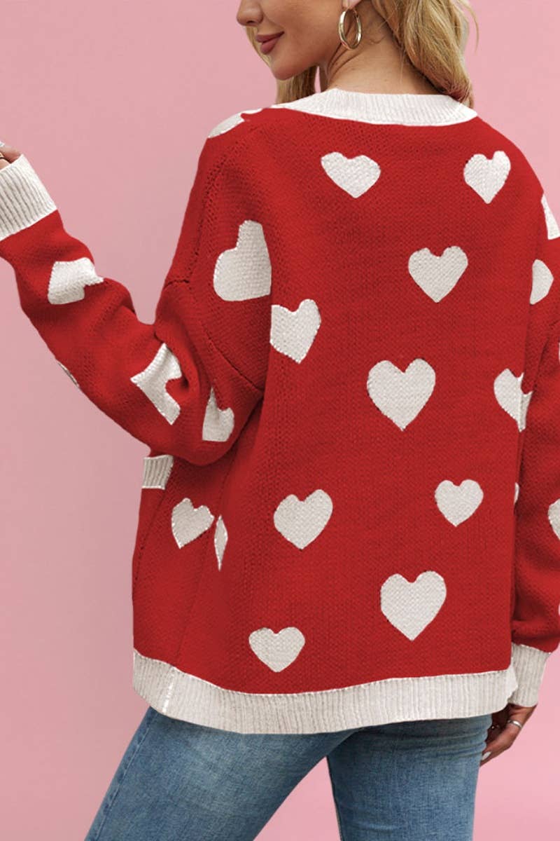 NINEXIS - Wholesale Cardigan - Women's - CWOCAL1824_V-NECK LOVE BUTTON UP SWEATER CARDIGAN8