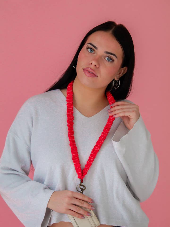 Red Striped Lanyard for wholesale by Shop Andi