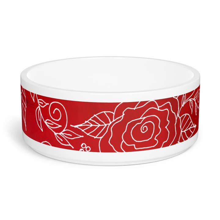 Bol pour animaux Crimson Rose pour la vente par Off the Canvas Collection, LLC