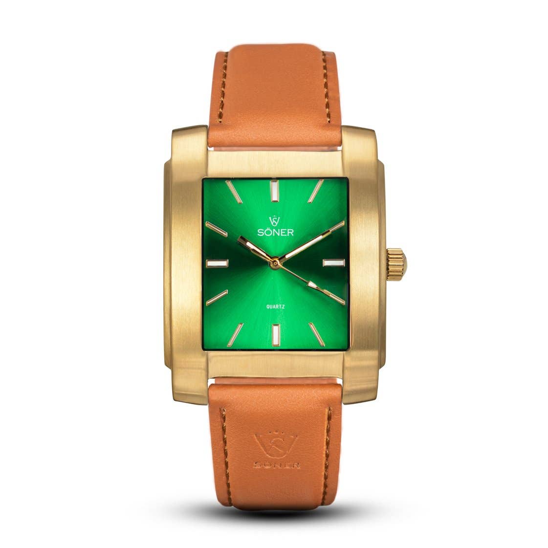 SÖNER - Vente Montre – homme - Montre carrée, or brossé Legacy L | cadran vert5
