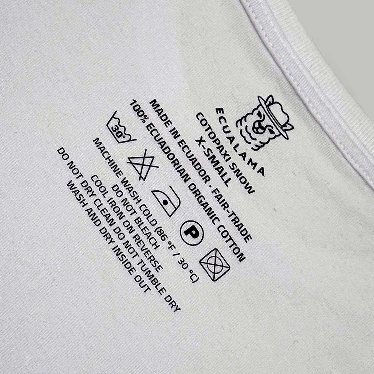 ECUALAMA - Vendita all'ingrosso Maglietta - Unisex - ECUALAMA T-shirt Premium Unisex in Cotone Organico 100% - Morbido Misto Cotone, Commercio Equo e Solidale - COTOPAXI SNOW (bianco semplice)4