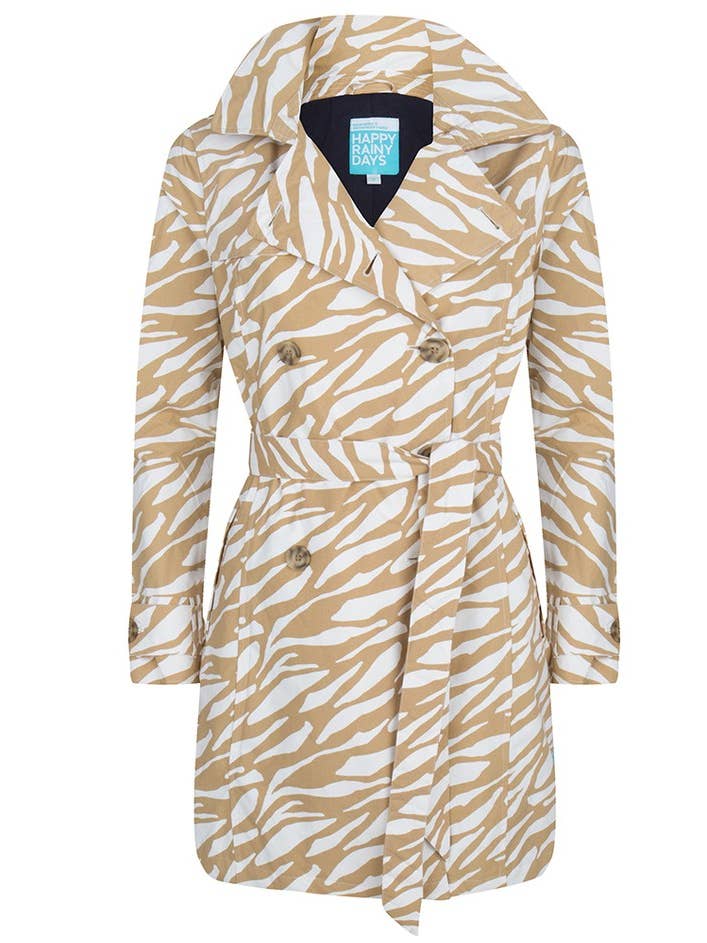 Dame Trenchcoat - Beige og Hvid for engroshandel hos Happy Rainy Days