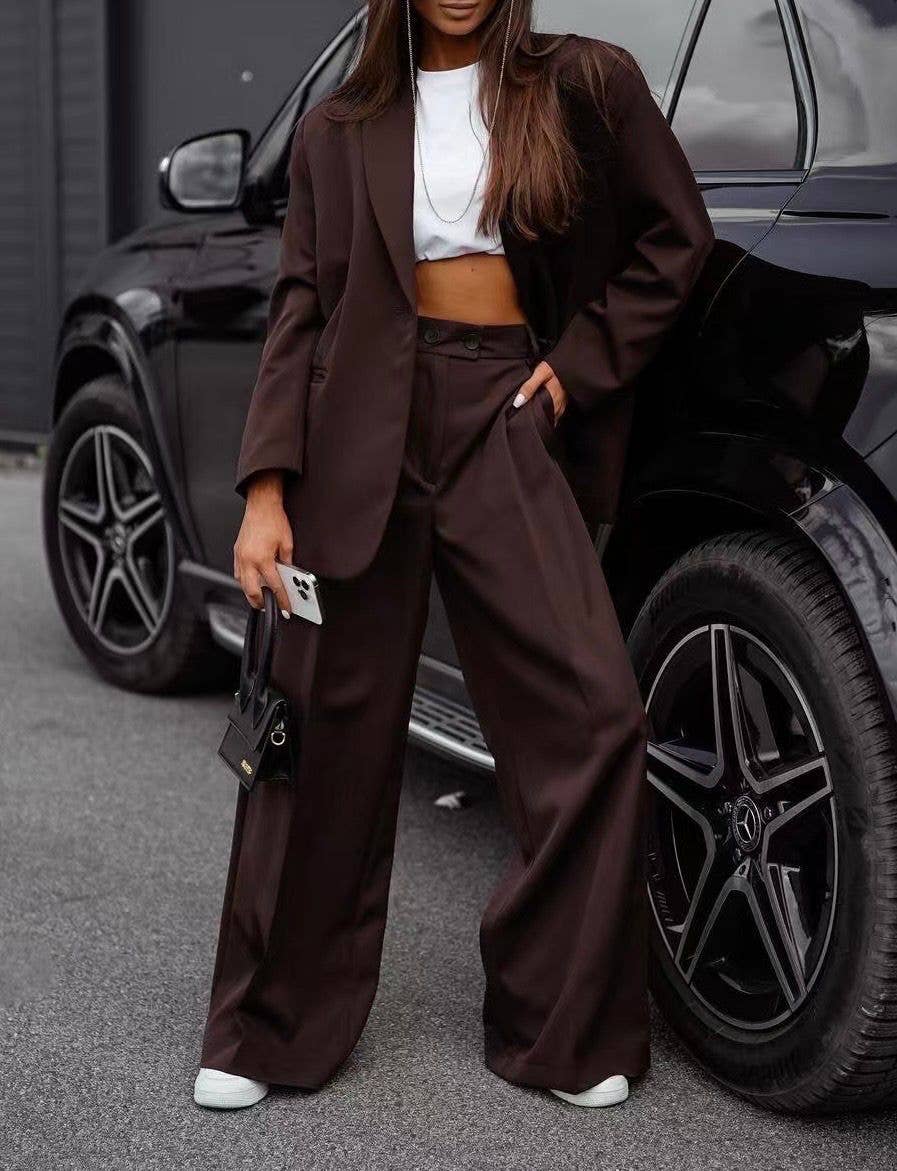 ESTEE BROWN - Wholesale Blazer - Women's - Set: Jacket and Wide-Leg Pants - 87314