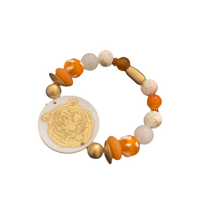 Remnant Jewelry - Wholesale Beaded Bracelet - Gold Tiger Etched Bracelet1