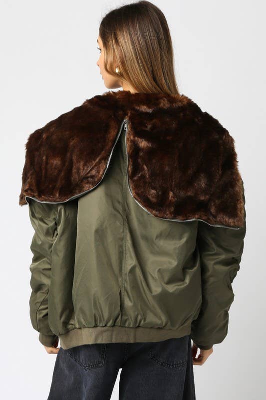 Brun Olive Blouson Bombardier Oversize Noah en vente sur Faire5