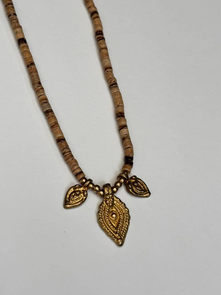 Handmade coconut beads and brass -Adjustable boho jewellery for wholesale by KAIÕKO by Wildcoast Silver