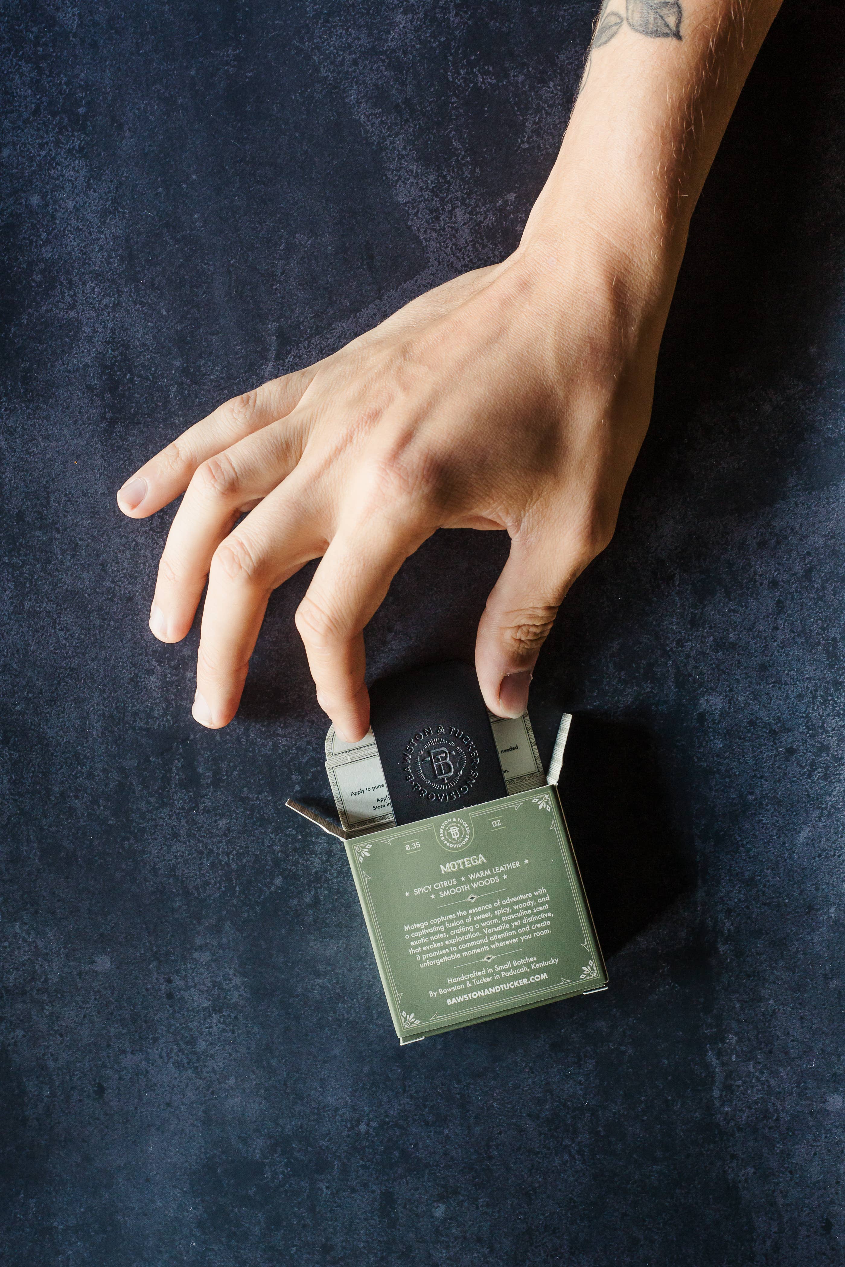 Bawston & Tucker - A Kentucky Fragrance House - Wholesale Solid Cologne - Solid Cologne - Motega Fragrance .35oz1