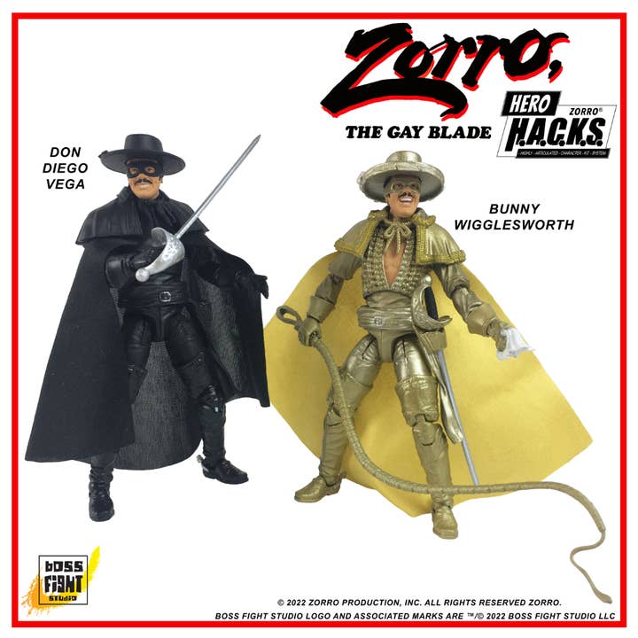 Boss Fight Studio Llc - Wholesale Figurine Toy - Kids - Hero H.A.C.K.S. Zorro Action Figure: The Gay Blade Collectors 2-pack Edition