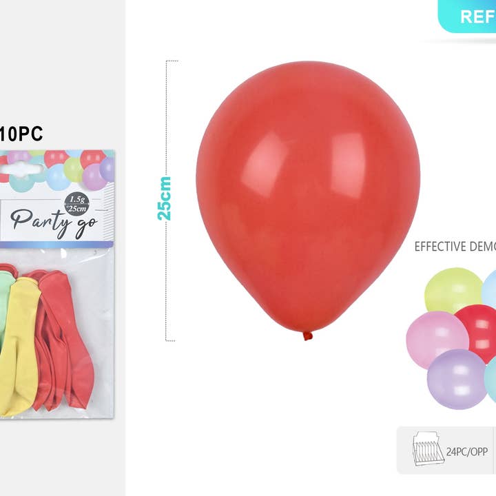 1.5G Matte Latex Ballonnen 25CM Gemengd -10ST x 24 PAKKEN voor wholesale door Party Go