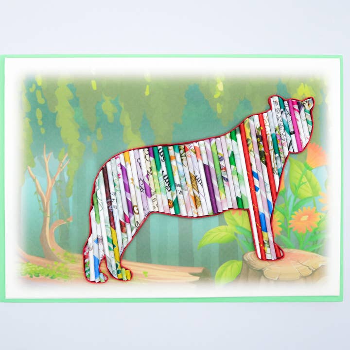 Upcycled Tiger kort handgjorda med rullat papper för wholesale av Loving Nature