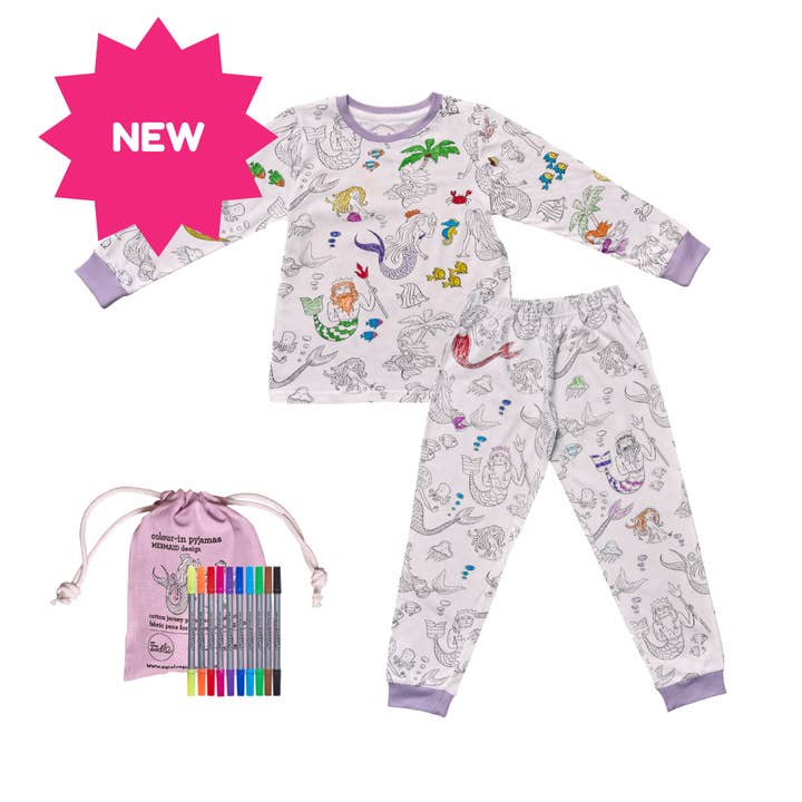 Colour-in Mermaid Pyjamas - DIY Craft Kit for wholesale by eatsleepdoodle - UK
