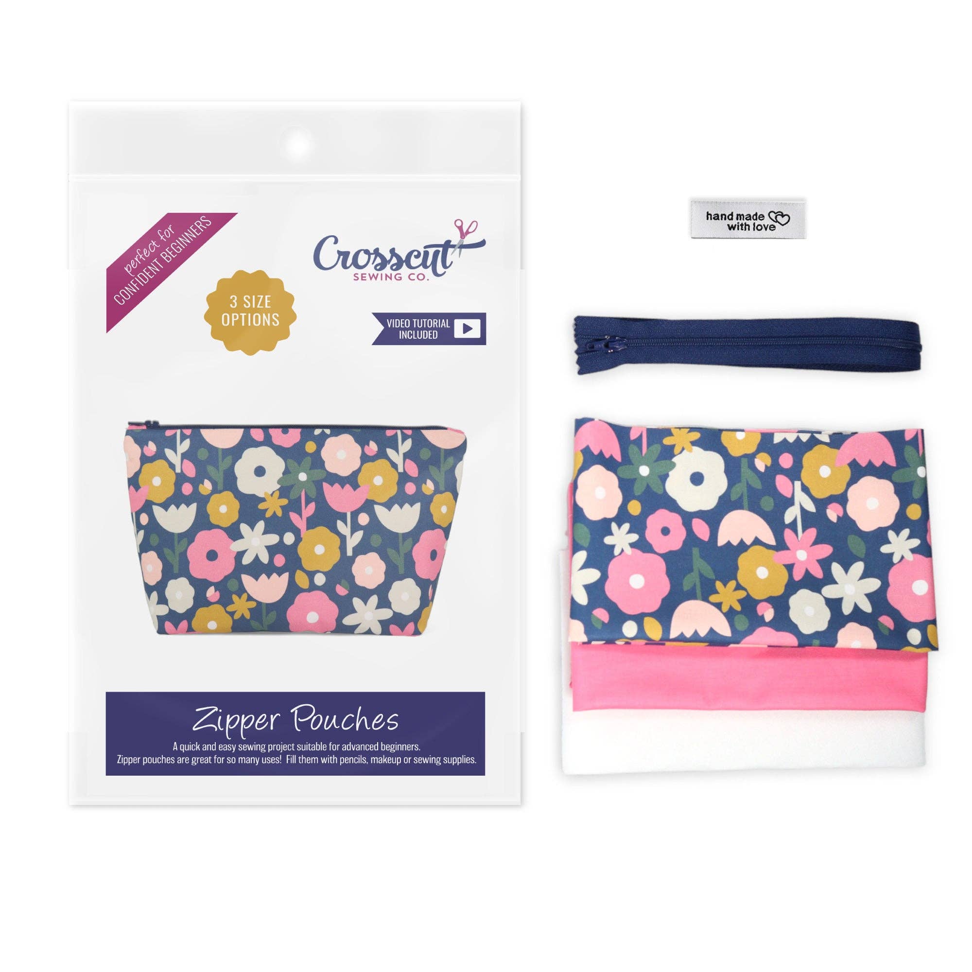 Crosscut Sewing Co. - Wholesale Craft Sewing Kit - Zipper Pouch Sewing Kit - Sewing Project Kit with Fabric for Beginners43