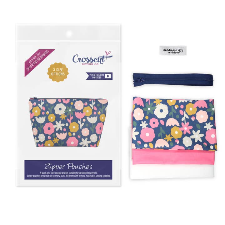 Crosscut Sewing Co. - Wholesale Craft Sewing Kit - Zipper Pouch Sewing Kit - Sewing Project Kit with Fabric for Beginners43