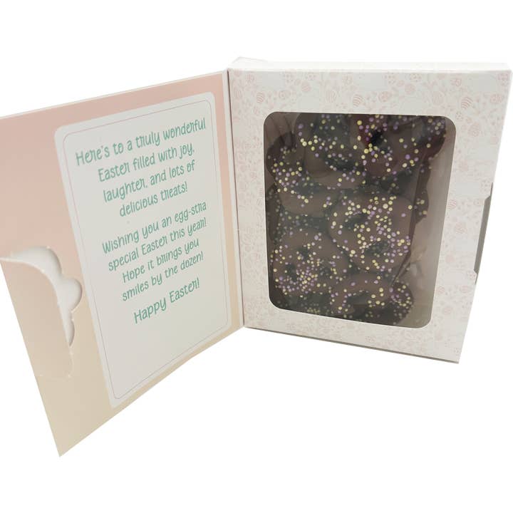 Pâques - Carte de Joyeuses Pâques & Boîte de Bretzels pour la vente par David Bradley Chocolatier