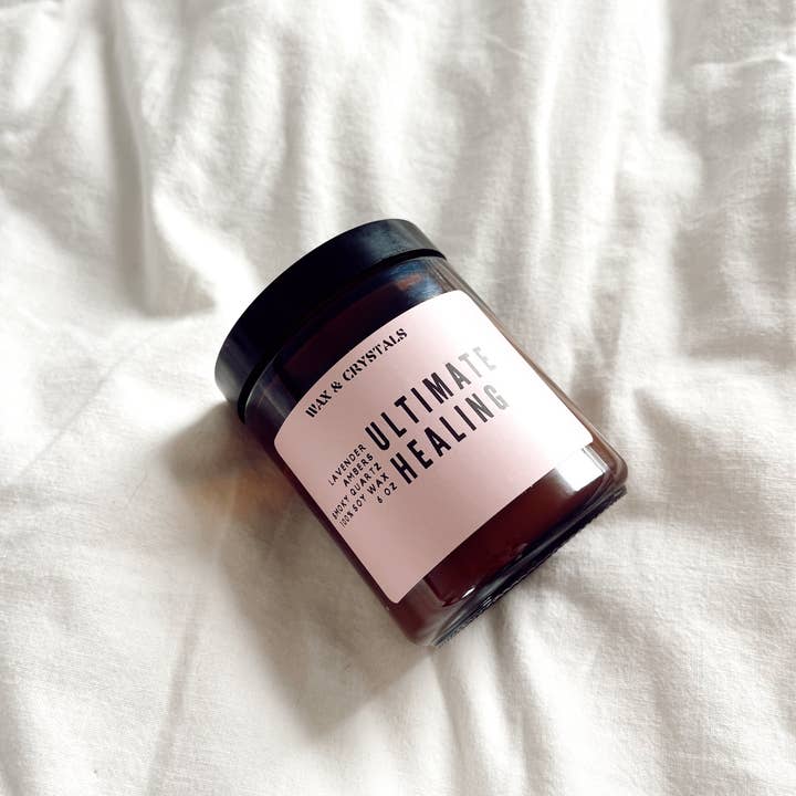 Candela curativa Ultimate Healing profumata alla lavanda per la vendita all'ingrosso da parte di Omen Bazaar LLC