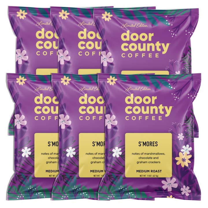 S'mores Specialty SPRING Flavored Coffee, 1.5oz, 6 pack for wholesale by Door County Coffee