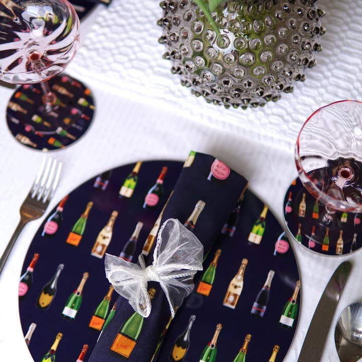 Jessica Anderton Designs Limited - Wholesale Dinner & Cloth Napkin - Champagne & Fizz Cotton Napkins