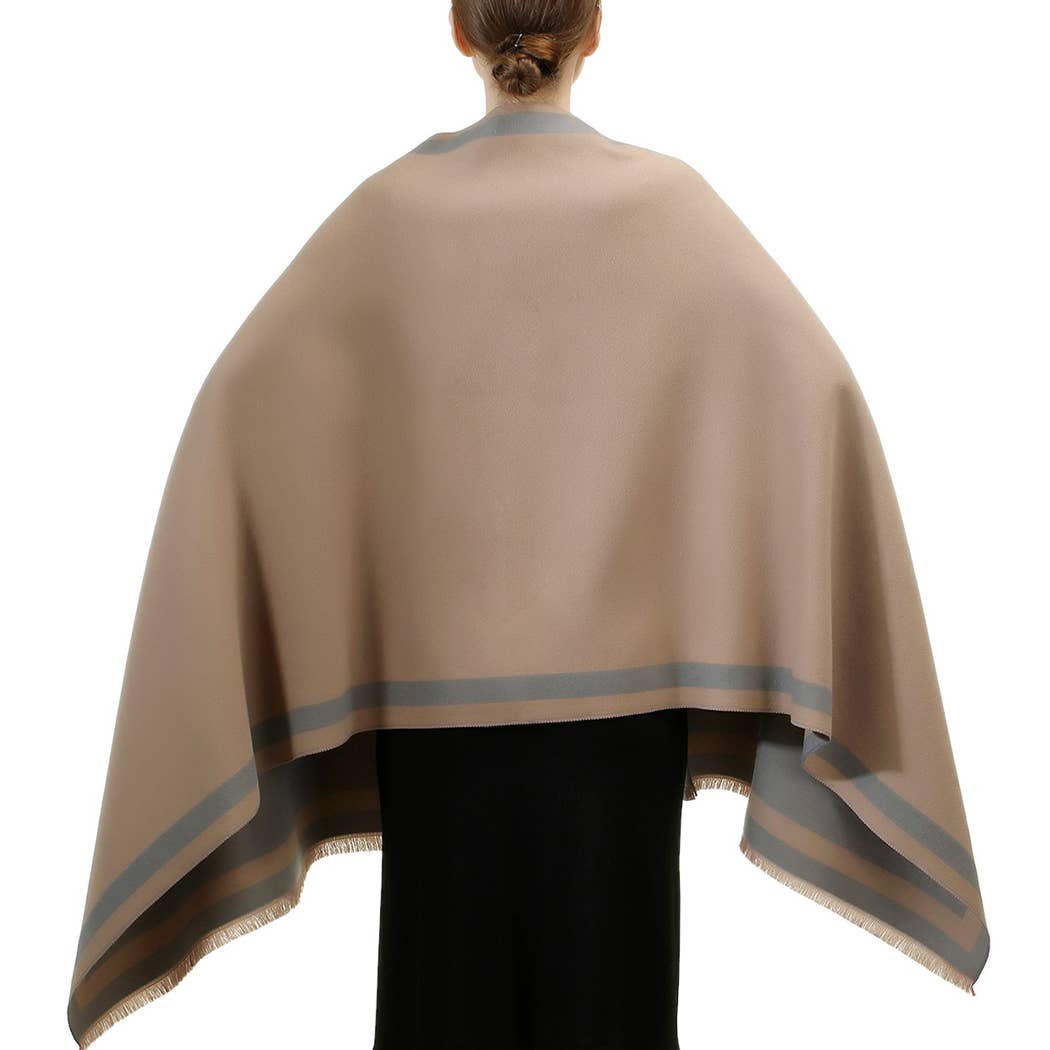Fashion City - Wholesale Wrap - Women's - Reversible Oversized Border Cashmere Feel Shawl7