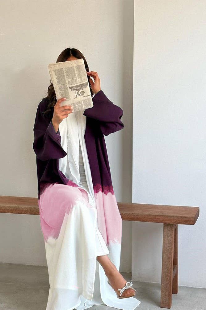 UNISHE - Wholesale Kimono - Women's - Summer Color Block Tie Dye Open Kimono ZK13699