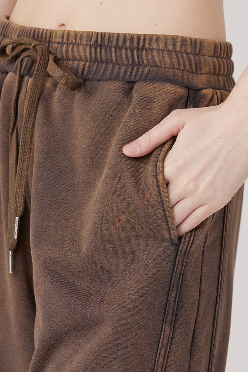 noflik - Wholesale Pants - Women's - Dolphin Tail Wide Leg Mineral Washed Pants - INP1023_9