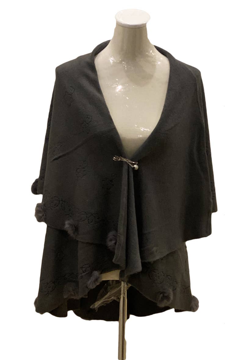 LINETA – wholesale Head scarf – Women's – Pompom poncho 3