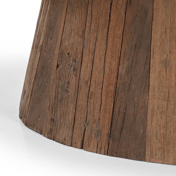 Oval Wood Coffee Table with Marble Top H 18" & Dia 28" for wholesale on Faire9