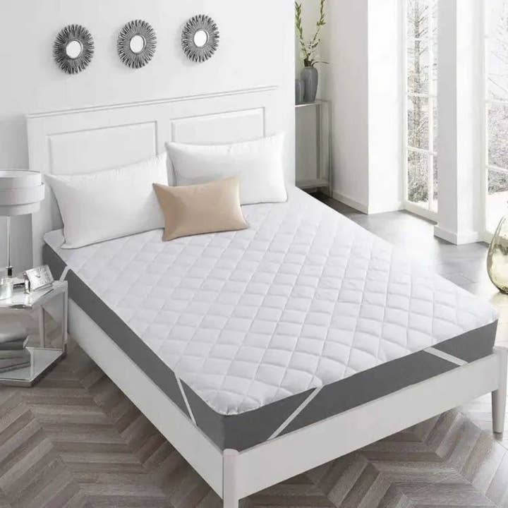 Beach Stone – wholesale Mattress pad/protector – Diamond Pattern Fitted Mattress Topper With Stripes | Soft Mattress Pad