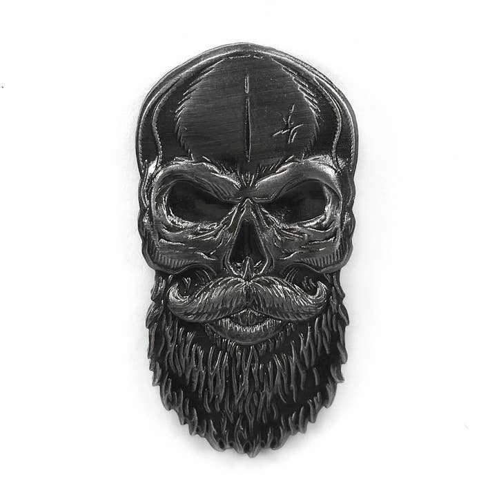 Bearded Skeleton Skull Halloween Enamel Pin for wholesale by Kolorspun Pins