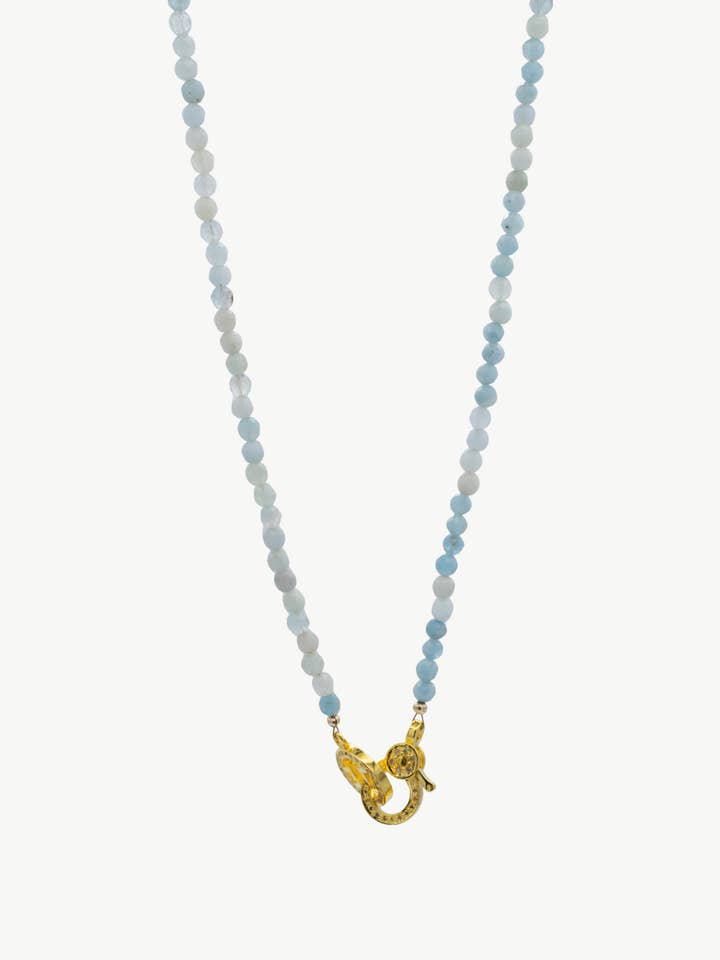 Posey Necklace - Aquamarine - Gold for wholesale by Harvest Jewels