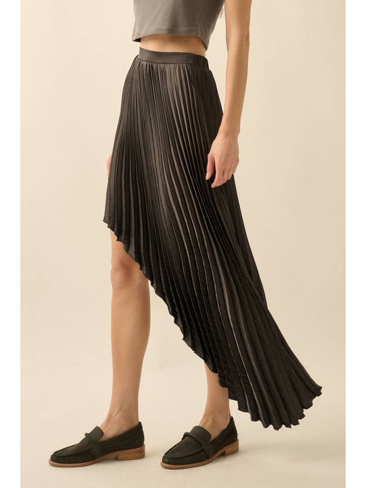Promesa USA - Wholesale Skirt - Women's - Satin Accordion Pleated Asymmetrical Maxi Skirt9