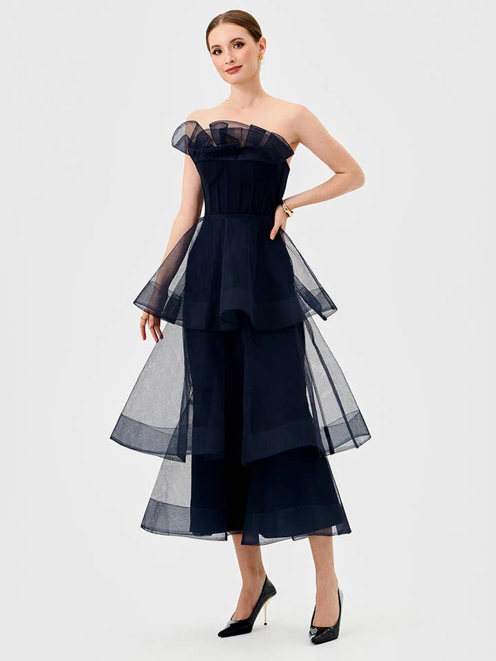 Bariano - Wholesale Gown - Women's - MAE TIERED RUFFLE MIDI B77D73S5