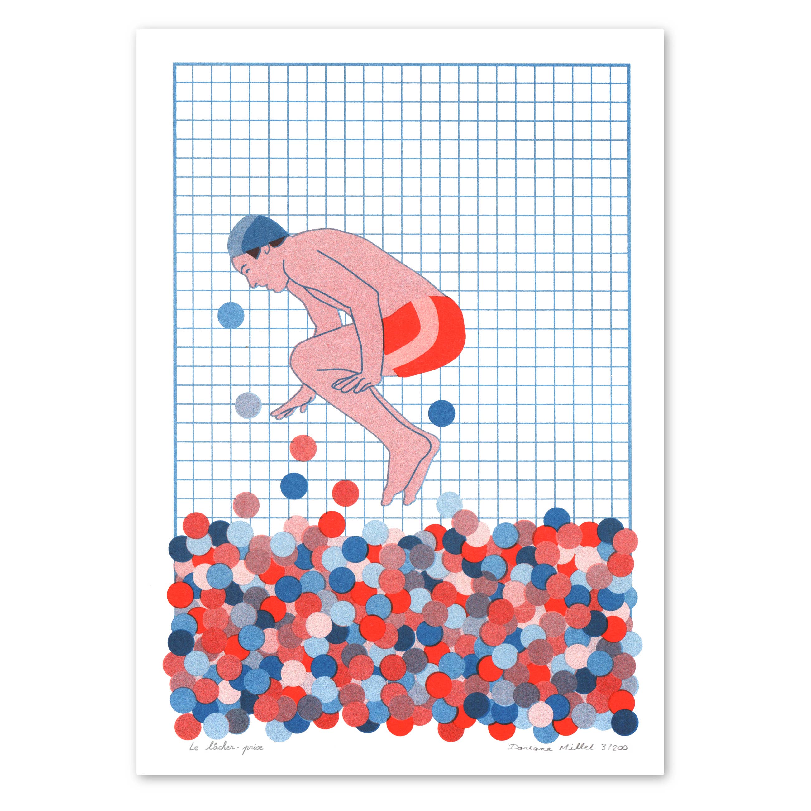 Doriane Millet - Wholesale Art Print - Letting go - A4 risography - Signed limited edition3