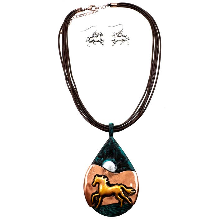 Southwestern Horse Aztec Navajo Pendant Necklace for wholesale by Lunar Deer