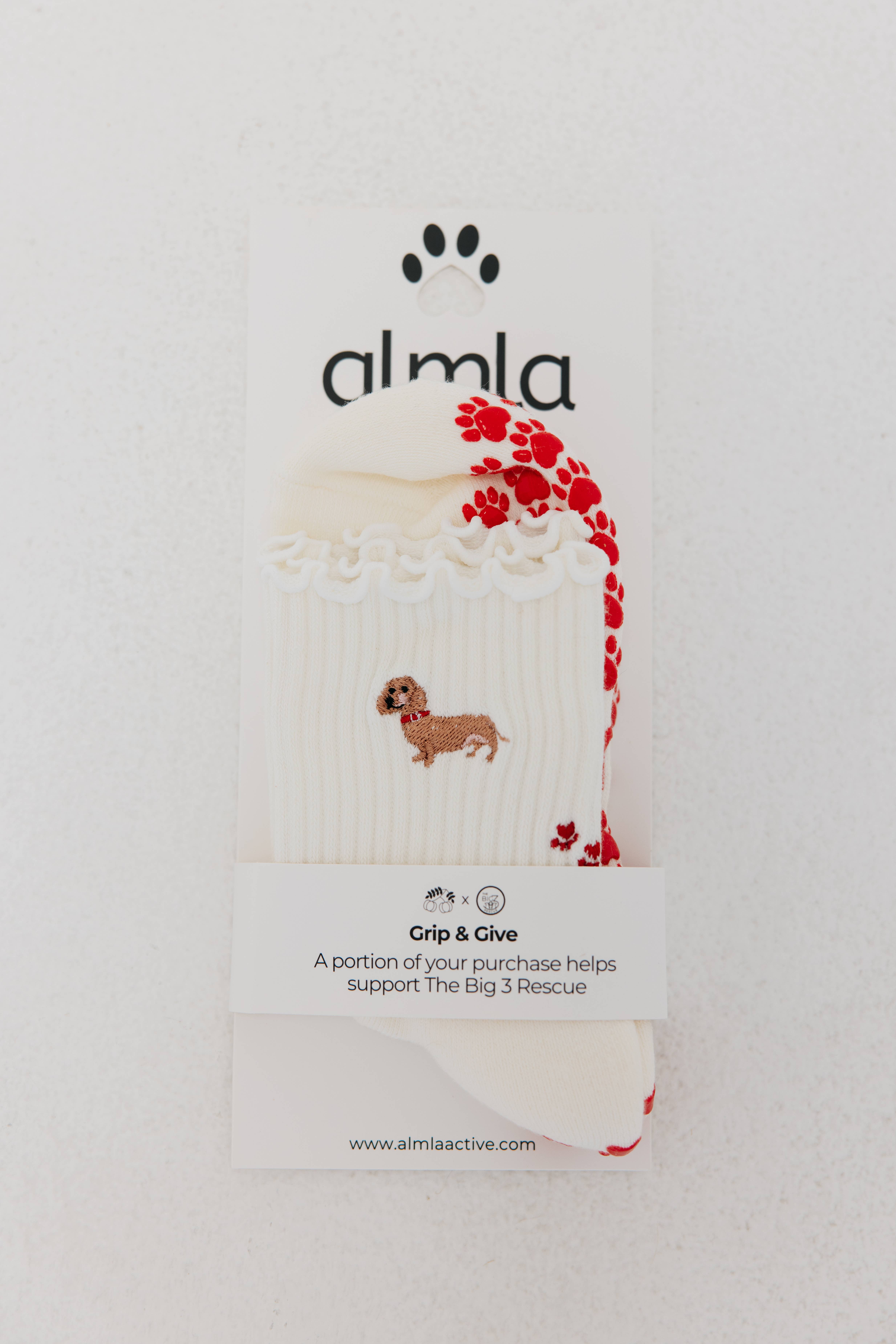 Almla Active - Wholesale Socks - Women's - Dachshund Pilates Grip Socks - Doxie5
