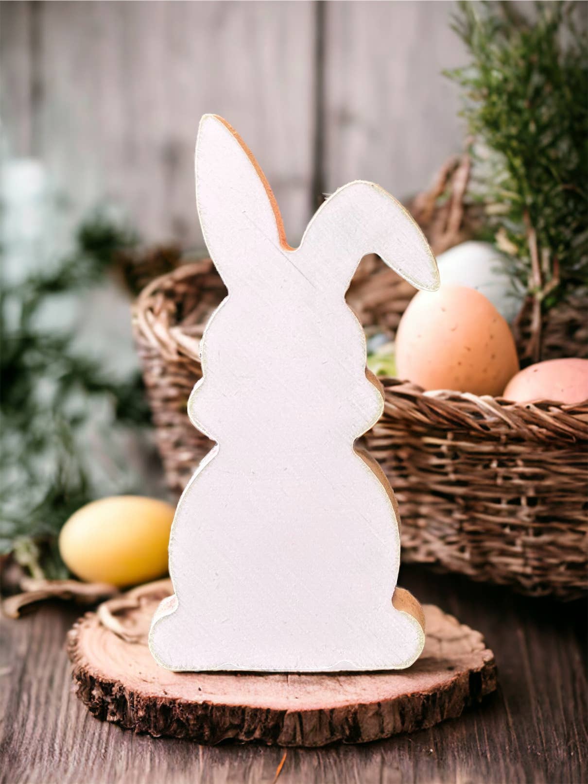 Inkwood Crafters - Wholesale Decorative Tabletop Object - Primitive/Rustic Wood Easter/Spring Bunny - Style Three2