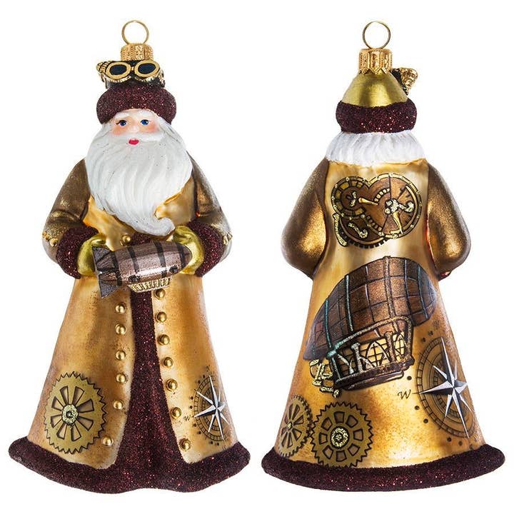Steampunk Santa Glass Ornament for wholesale by Joy To The World Collectibles