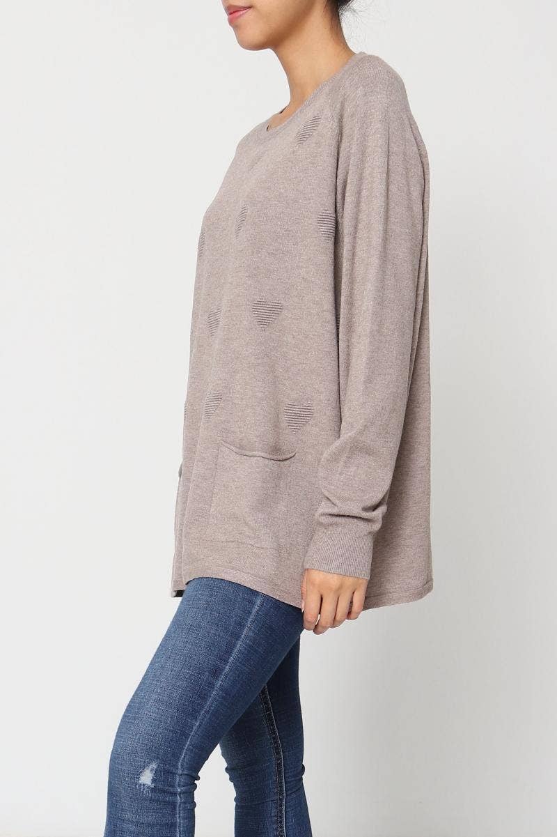 DIX-ONZE - Vendita all'ingrosso Maglia larga - Donna - Maglione Oversize con Motivo a Cuore Integrato – Stile Accogliente1