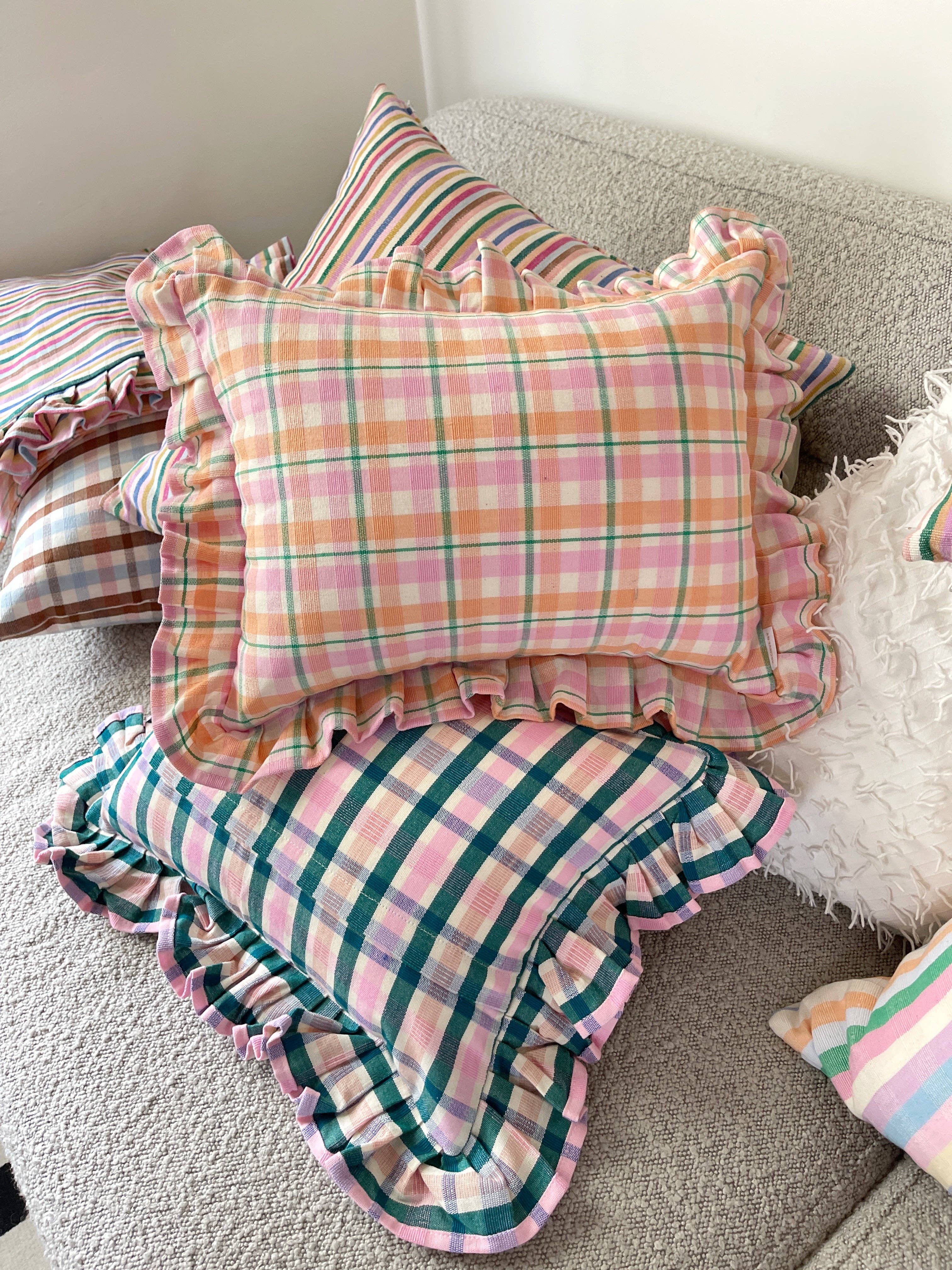 Archive NY - Wholesale Throw/Decorative Pillow - Valentina Ruffle Rainbow Stripe Pillow5