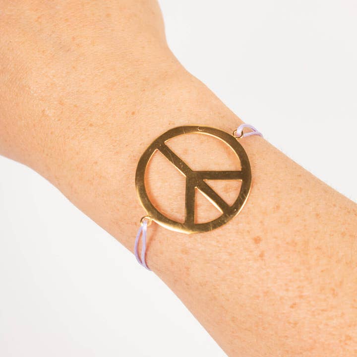 Bohemia Design - Wholesale Charm/Dangle Bracelet - Gold Peace Bracelets, Large, Assorted Colours