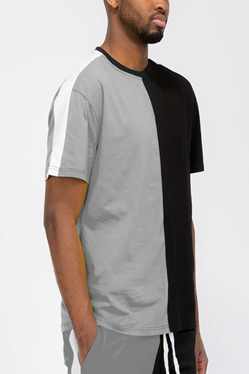 WEIV - Wholesale T-Shirt - Men's - Two Tone Slice Color Block Tshirt5