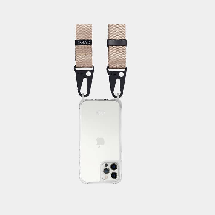 Classic Clear Case + Latte Love Nude Crossbody Lanyard for wholesale by Louve Collection