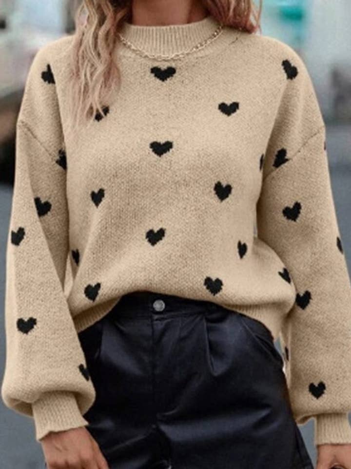 Masyal - Wholesale Knit Sweater - Women's - Crewneck Long Sleeve Knitted Sweater For Valentine's Day0